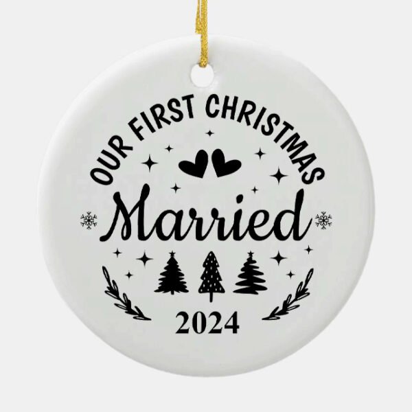 First Christmas Married Ceramic Ornament