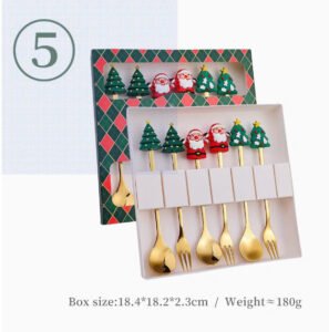 Set 6pcs Gold Spoons And Forks Christmas Gift Box