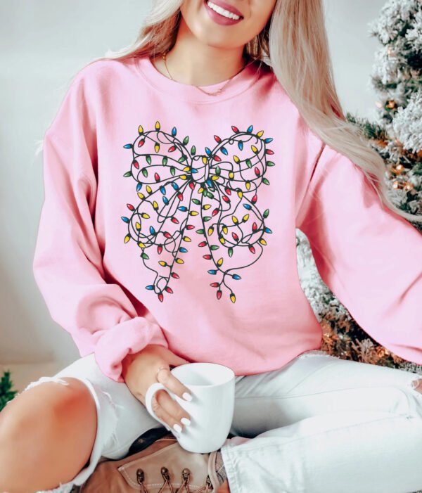 Coquette Christmas Light Bow Unisex Adult Crewneck Sweatshirt