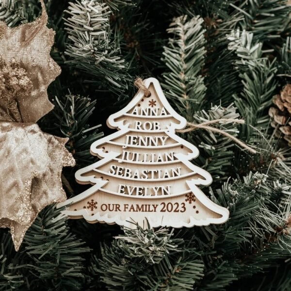 Family Christmas Tree Wooden Ornament