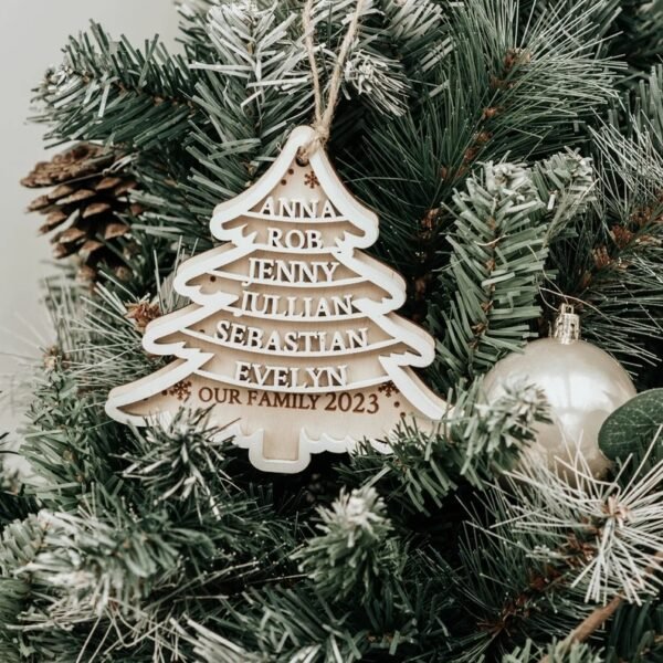 Family Christmas Tree Wooden Ornament