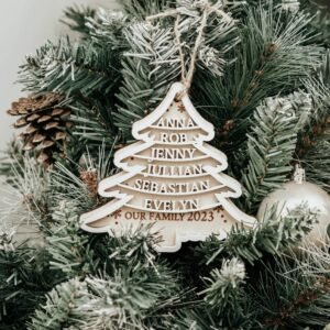 Family Christmas Tree Wooden Ornament