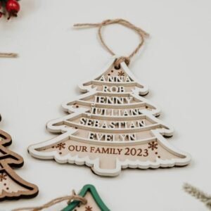 Family Christmas Tree Wooden Ornament