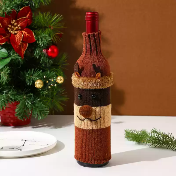 Set Of 3 Christmas Knitted Wine Bottle Covers