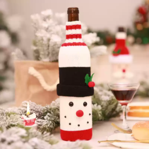 Set Of 3 Christmas Knitted Wine Bottle Covers