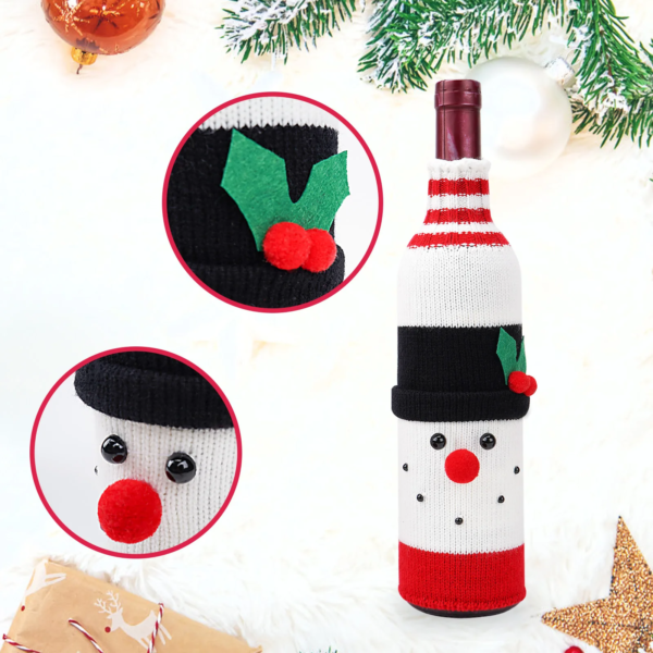 Set Of 3 Christmas Knitted Wine Bottle Covers