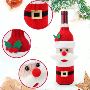 Set Of 3 Christmas Knitted Wine Bottle Covers