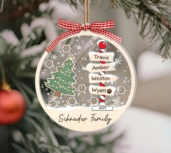 Personalized Family 4D Shaker Ornament