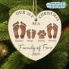 First Christmas As A Family Footprints Personalized Wooden Ornament