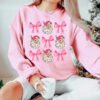 Coquette Christmas Pink Bow Santa Claus Unisex Adult Crewneck Sweatshirt