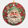 Santa Claus 3D Effect Print Ceramic Ornament