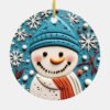 Cute Snowman 3D Effect Print Ceramic Ornament