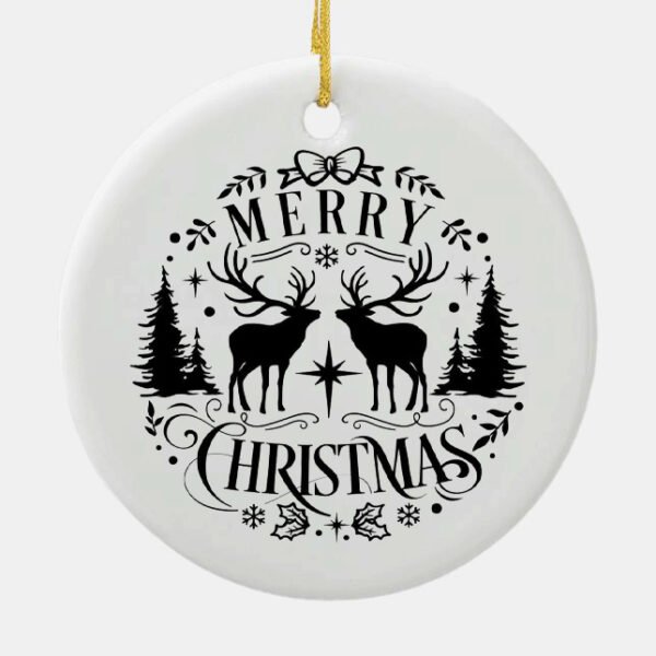 Couple Reindeer Merry Christmas Ornament