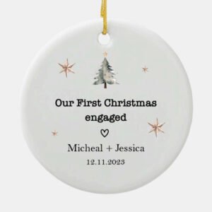 Our First Christmas Engaged Creamic Ornament