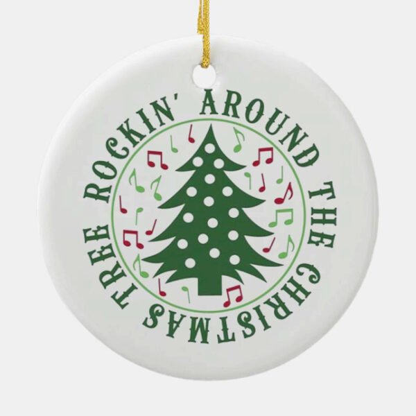 Rockin' Around Christmas Tree Ceramic Ornament