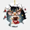 Cute Reindeer 3D Effect Print Ceramic Ornament