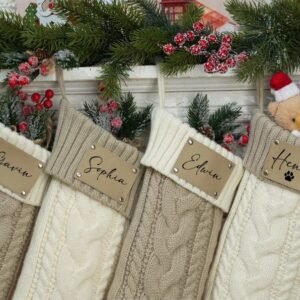 Custom Leather Patch Christmas Stockings