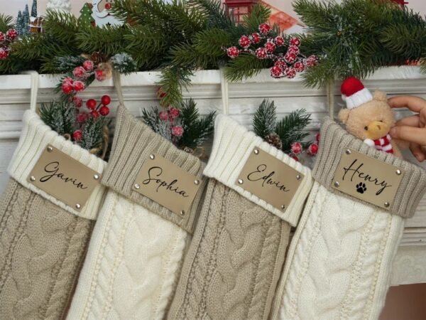 Custom Leather Patch Christmas Stockings