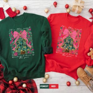 Coquette Bow Colorful Christmas Tree Sweatshirt