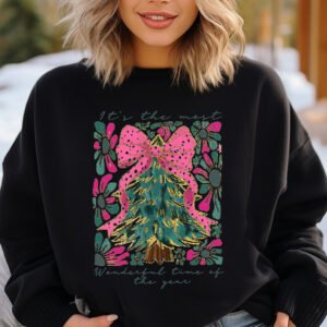 Coquette Bow Colorful Christmas Tree Sweatshirt