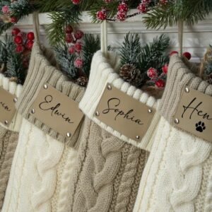 Custom Leather Patch Christmas Stockings