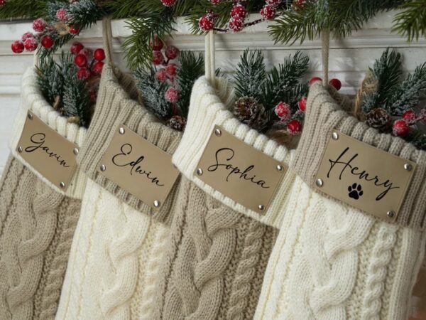 Custom Leather Patch Christmas Stockings