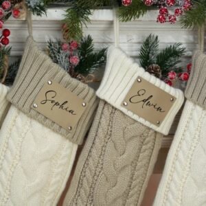 Custom Leather Patch Christmas Stockings