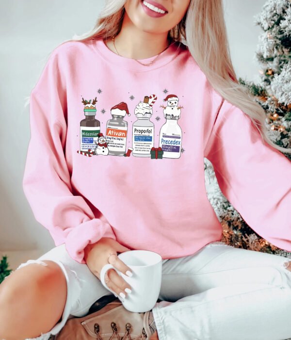 Funny Christmas Nurse Sweatshirt Santa Hat Reindeer Snowman