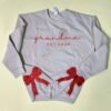 Grandma Side Bow Cut-Out Embroidered Sweatshirt