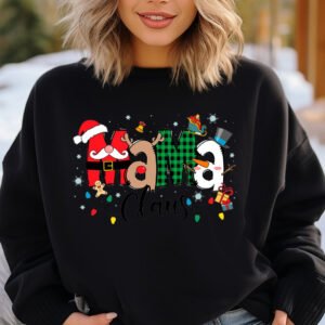 Christmas Mama Claus Sweatshirt Santa Hat Reindeer Snowman