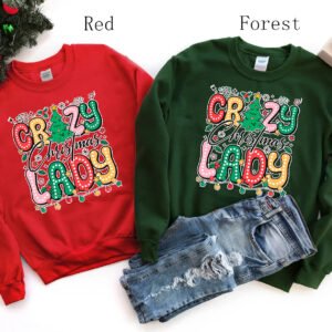 Doodle Dots Crazy Christmas Lady Sweatshirt