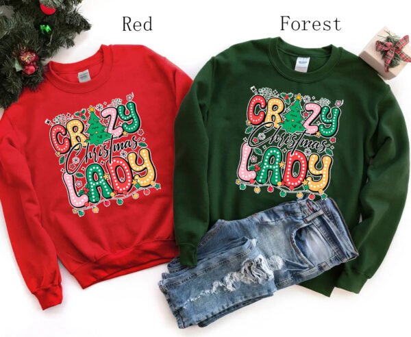 Doodle Dots Crazy Christmas Lady Sweatshirt