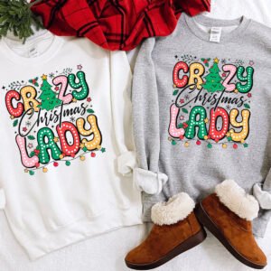 Doodle Dots Crazy Christmas Lady Sweatshirt