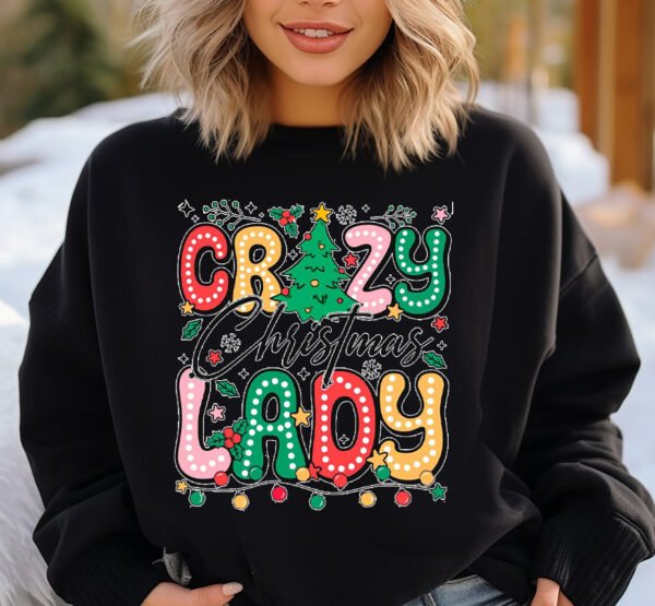 Doodle Dots Crazy Christmas Lady Sweatshirt