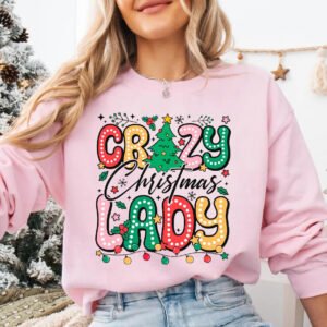 Doodle Dots Crazy Christmas Lady Sweatshirt