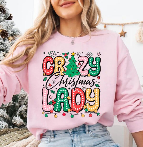 Doodle Dots Crazy Christmas Lady Sweatshirt