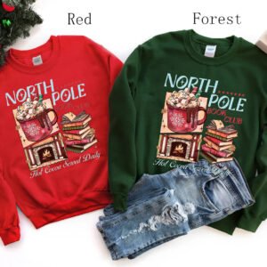 Christmas North Pole Book Club Sweatshirt Daily Hot Cocoa