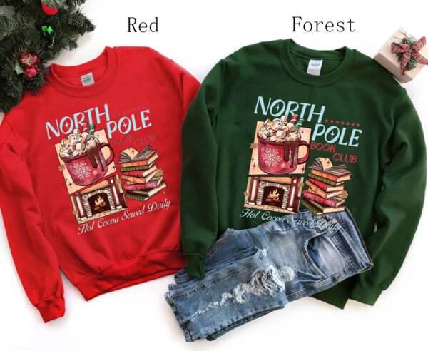 Christmas North Pole Book Club Sweatshirt Daily Hot Cocoa