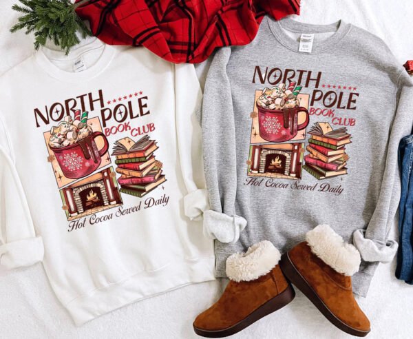 Christmas North Pole Book Club Sweatshirt Daily Hot Cocoa