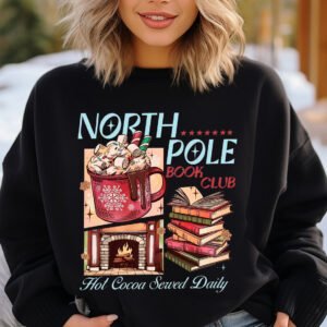 Christmas North Pole Book Club Sweatshirt Daily Hot Cocoa