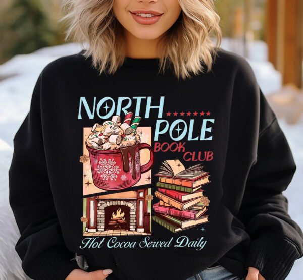 Christmas North Pole Book Club Sweatshirt Daily Hot Cocoa