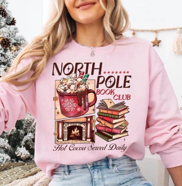 Christmas North Pole Book Club Sweatshirt Daily Hot Cocoa