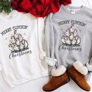 Vintage Merry Cluckin Christmas Chickens Sweatshirt