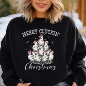 Vintage Merry Cluckin Christmas Chickens Sweatshirt