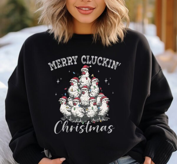 Vintage Merry Cluckin Christmas Chickens Sweatshirt