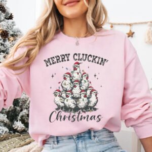 Vintage Merry Cluckin Christmas Chickens Sweatshirt