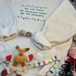 We Can Leave The Christmas Lights Up 'Til January Side Bow Embroidered Sweatshirt